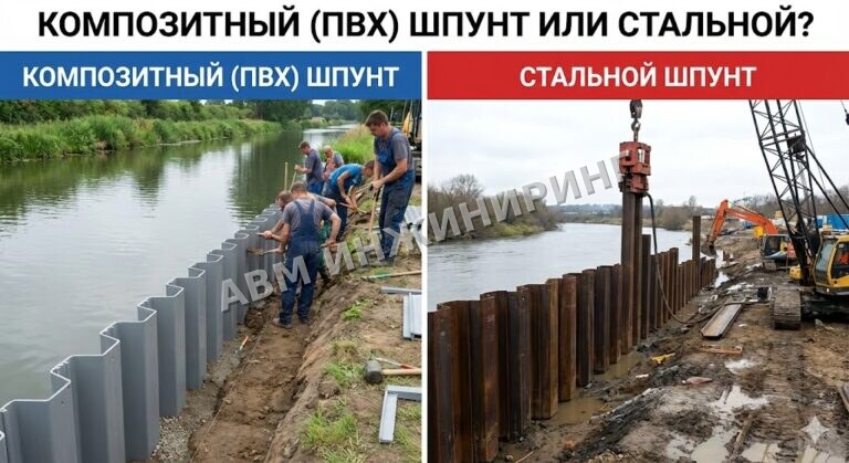 Композитный (ПВХ) шпунт или Стальной: Где границы применимости пластика и почему сталь незаменима в серьезном строительстве